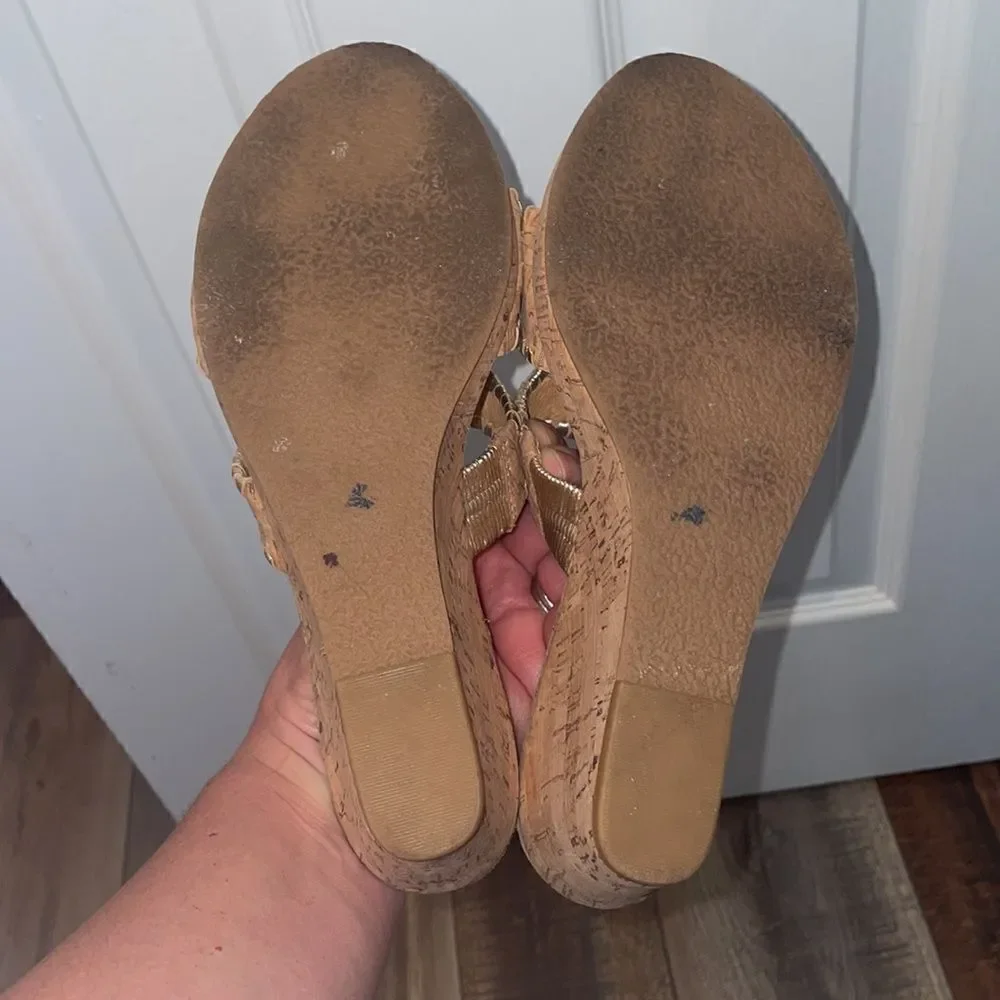 Jack Rogers Sloane Mid Wedge - Cork/Gold
